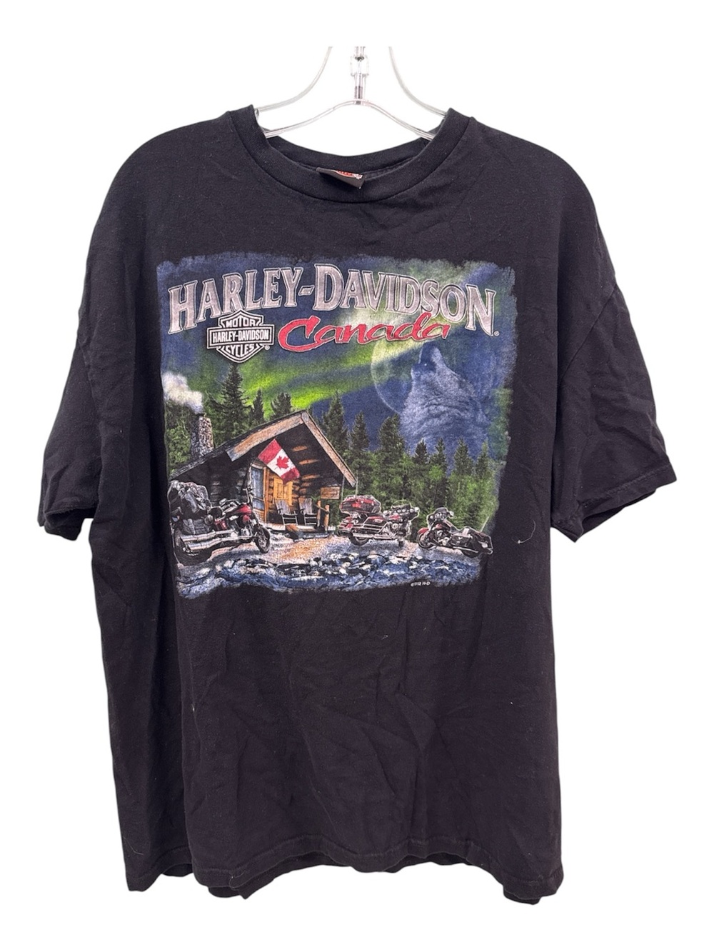 Harley-Davidson Black Canada Cabin Graphic Tee with Multicolor Print
